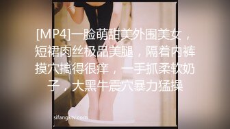 [MP4]一脸萌甜美外围美女，短裙肉丝极品美腿，隔着内裤摸穴搞得很痒，一手抓柔软奶子，大黑牛震穴暴力猛操