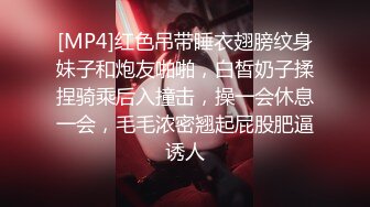 [MP4]红色吊带睡衣翅膀纹身妹子和炮友啪啪，白皙奶子揉捏骑乘后入撞击，操一会休息一会，毛毛浓密翘起屁股肥逼诱人