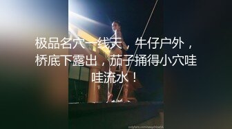 极品名穴一线天，牛仔户外，桥底下露出，茄子捅得小穴哇哇流水！